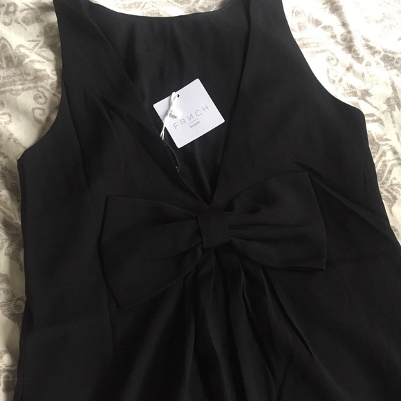 NWT FRNCH Black Mini Dress w/ Low Back, Bow Detail - Picture 5 of 7
